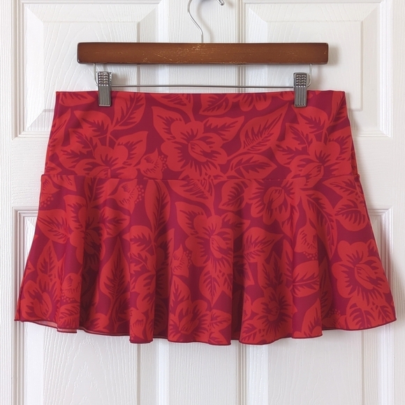 Victoria's Secret Tropical Floral Pull-On Flounce Cover Up Mini Skirt Fuschia L - Picture 8 of 9